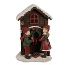 Statua Decorativa Bambini Marrone Rosso LED 13x10x20 cm