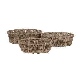 [65710] Storage Basket (set of 3) Brown 27x22x8 / 24x18x7 / 21x16x6 cm