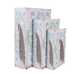 [65690] Boîte de rangement Bleu Vert (3) 27x22x7 / 22x17x6 / 17x12x4 cm