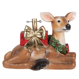 [5PR0229] Supporto per l'albero di Natale Cervo Marrone Rosso 57x25x39 cm