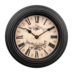 [6KL0827] Wanduhr Schwarz Beige Ø 23x4 cm / 1xAA