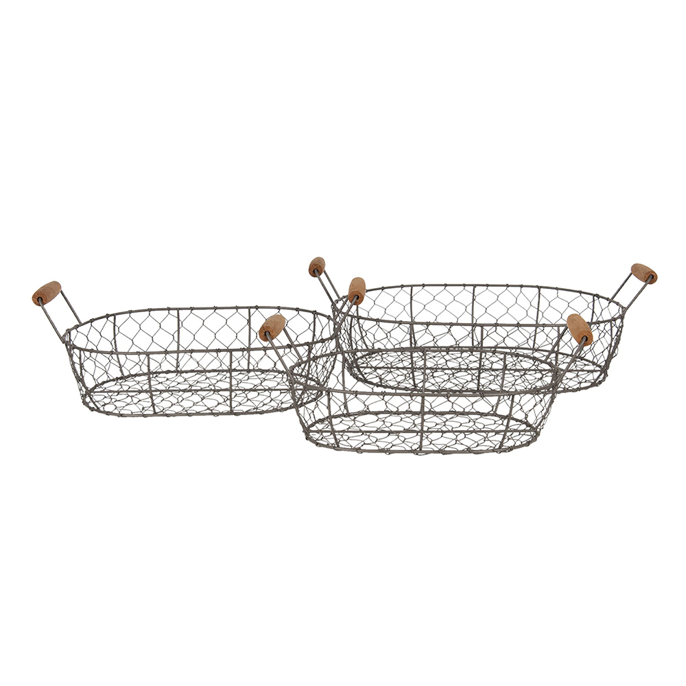 Aufbewahrungskörbe 3er Set Braun 42x27x15 cm