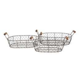 [6Y3769] Paniers de rangement (set de 3) Marron 42x27x15 cm