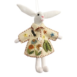 [66518] Ciondolo Decorativo Coniglio in feltro Bianco Verde 14x2x15 cm