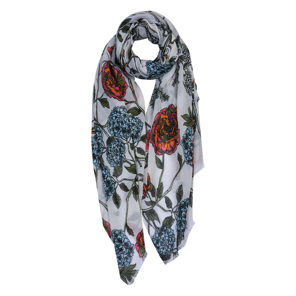 Foulard femme impirmée Blanc 90x180 cm