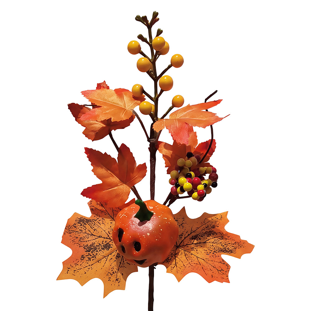 Dekoration Zweig mit Kürbis Orange 38 cm