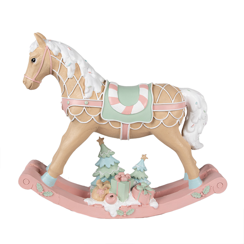 Deko Schaukelpferd Beige Rosa 41x10x37 cm