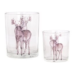 [6GL4964] Teelichthalter (2) Transparent Braun Ø 7x8 / 10x13 cm