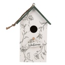 Birdhouse White Green 15x10x22 cm