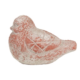 [6TE0550] Decoration Bird Grey Red 14x9x10 cm