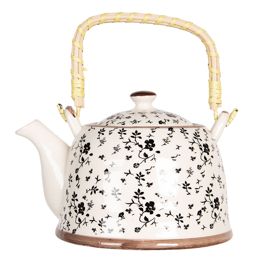Teekanne mit Sieb Beige, Schwarz 18x14x12 cm / 800 ml