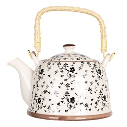 [6CETE0081L] Teekanne mit Sieb Beige, Schwarz 18x14x12 cm / 800 ml