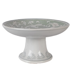 [6CE2380] Alzatina Bianco Verde Ø 21x11 cm