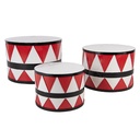 Décoration Tambour Blanc Rouge  (set 3) Ø 47x32 / Ø39x28 / Ø 31x22 cm