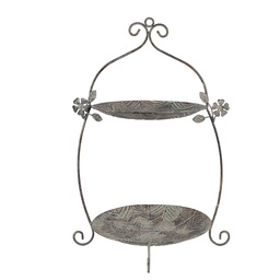 [6Y5657] Alzatina 2 Livelli Verde Marrone 34x32x50 cm