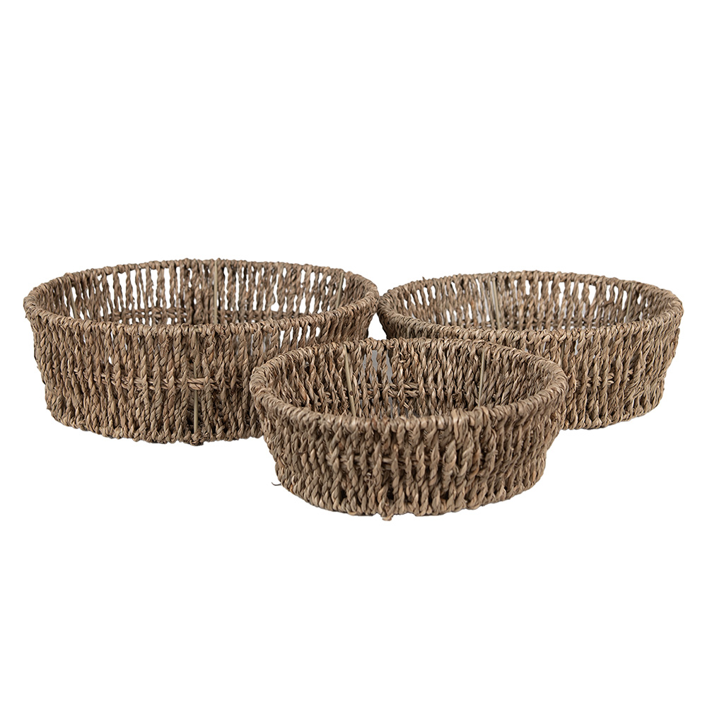 Aufbewahrungskorb (3er set) Braun Ø 24x8 / Ø 22x7 / Ø 19x6 cm