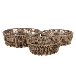 [65712] Storage Basket (set of 3) Brown Ø 24x8 / Ø 22x7 / Ø 19x6 cm