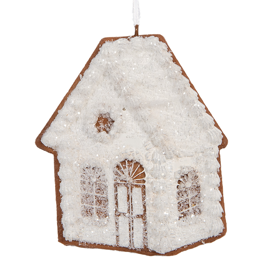 Dekoration Anhänger Haus Weiß Braun 9x1x10 cm