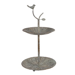 [6Y5658] Alzatina 2 Livelli Verde Marrone Ø 26x48 cm