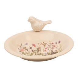 [6CE1948L] Bird feeder Beige Pink Ø 26x10 cm