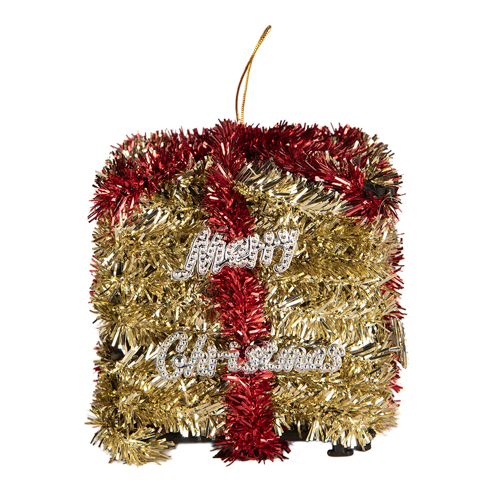 Decoratie hanger cadeautje 9x9x10 cm