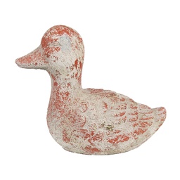 [6TE0552] Decorazione anatra Grigio Rosso 15x8x12 cm