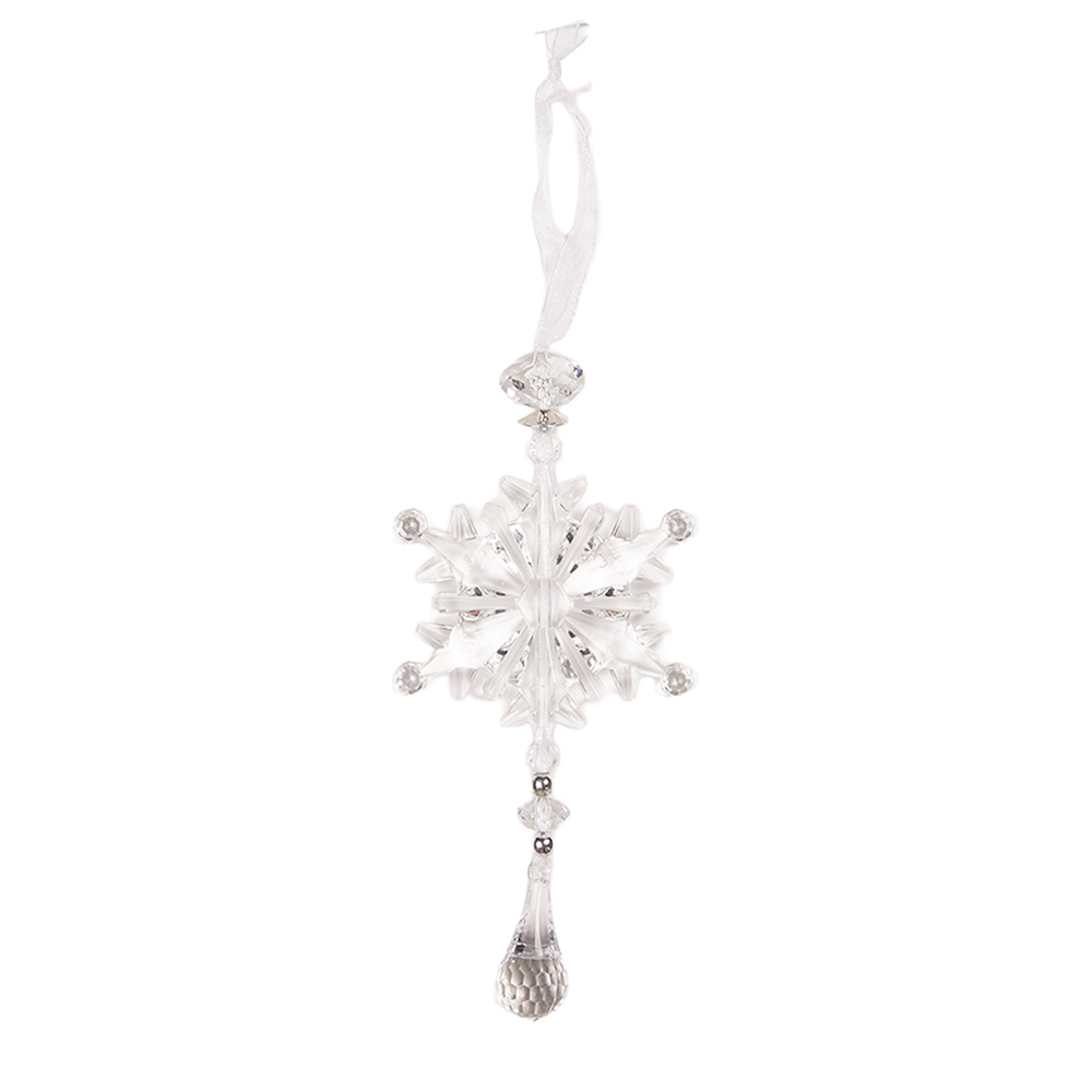 Decoratie hanger sneeuwvlok 7x2x15 cm
