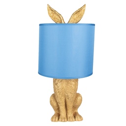 [6LMC0013GOBL] Tischlampe Kaninchen Goldfarbig, Blau Ø 20x43 cm E27/max 1x60W