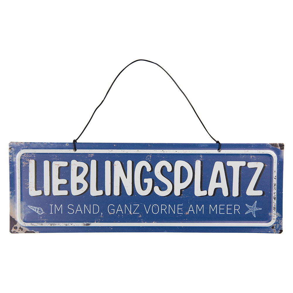Textschild Blau Weiß 30x1x10 cm