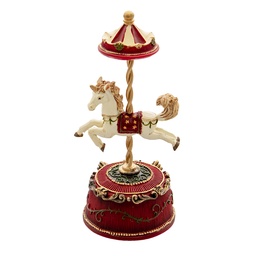 [6PR4734] Musicbox Horse Red Ø 9x21 cm