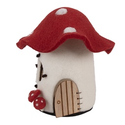[66293] Filzhaus Weiß Rot 20x20x18 cm