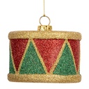 Decorative Hanger Drum Red Green Ø 7x5 cm
