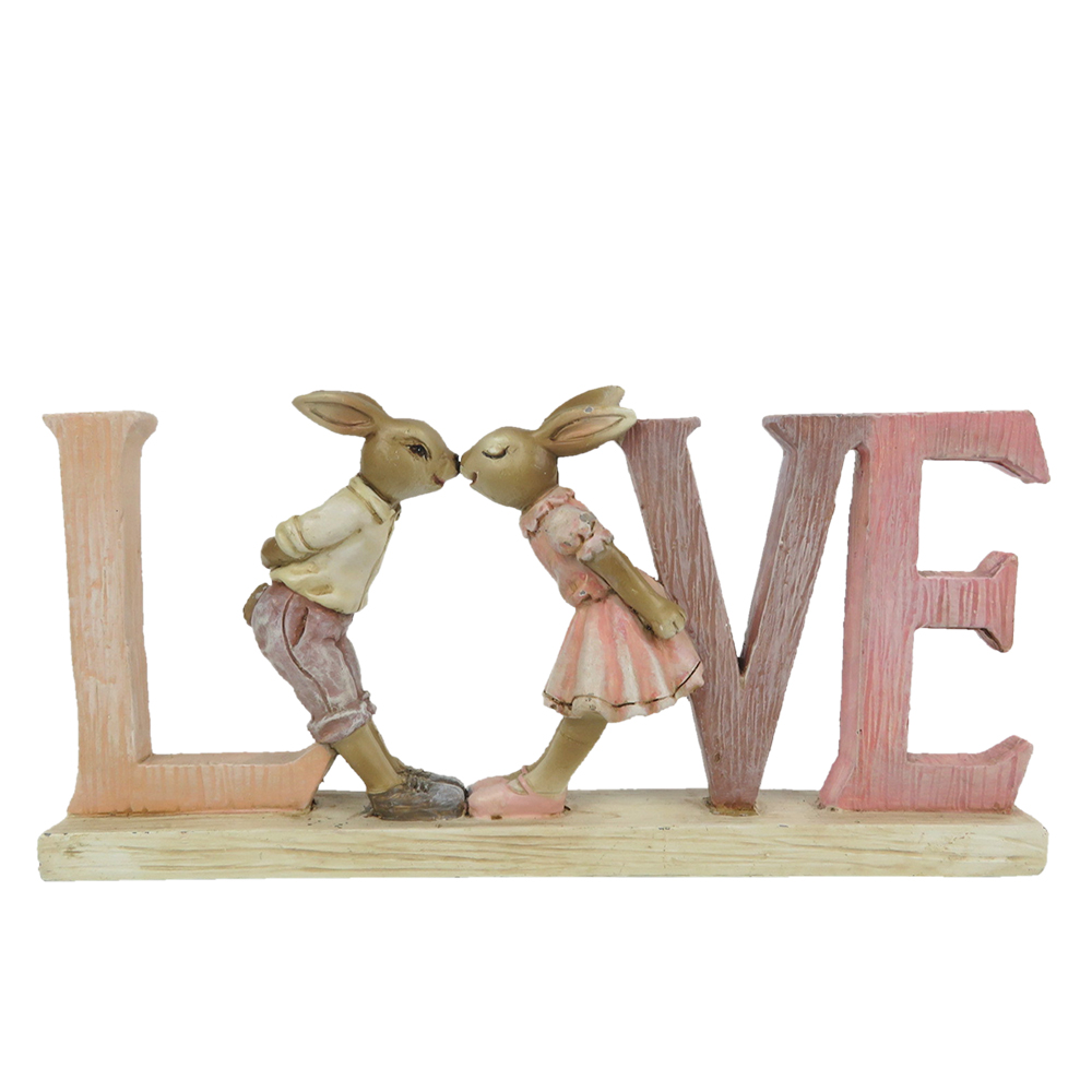 Decoratie konijnen 19x3x9 cm