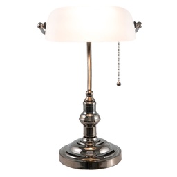 [5LL-5100W] Schreibtischlampe Bankerlampe Weiß 27x23x42 cm E27/max 1x60W