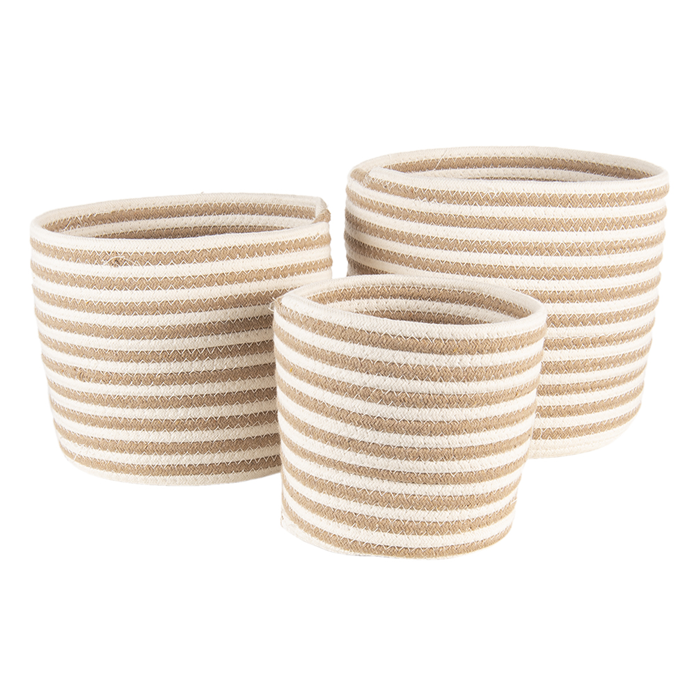 Aufbewahrungskörbe 3er Set Beige ,Braun Ø 26x21 / Ø 26x21 / Ø 19x18 cm