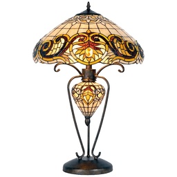 [5LL-5475] Lampe de table Tiffany Jaune Ø 46x76 cm E27/max 2x60W E14/max 1x7W