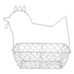 [6Y5482] Korb Huhn Weiß 27x16x27 cm