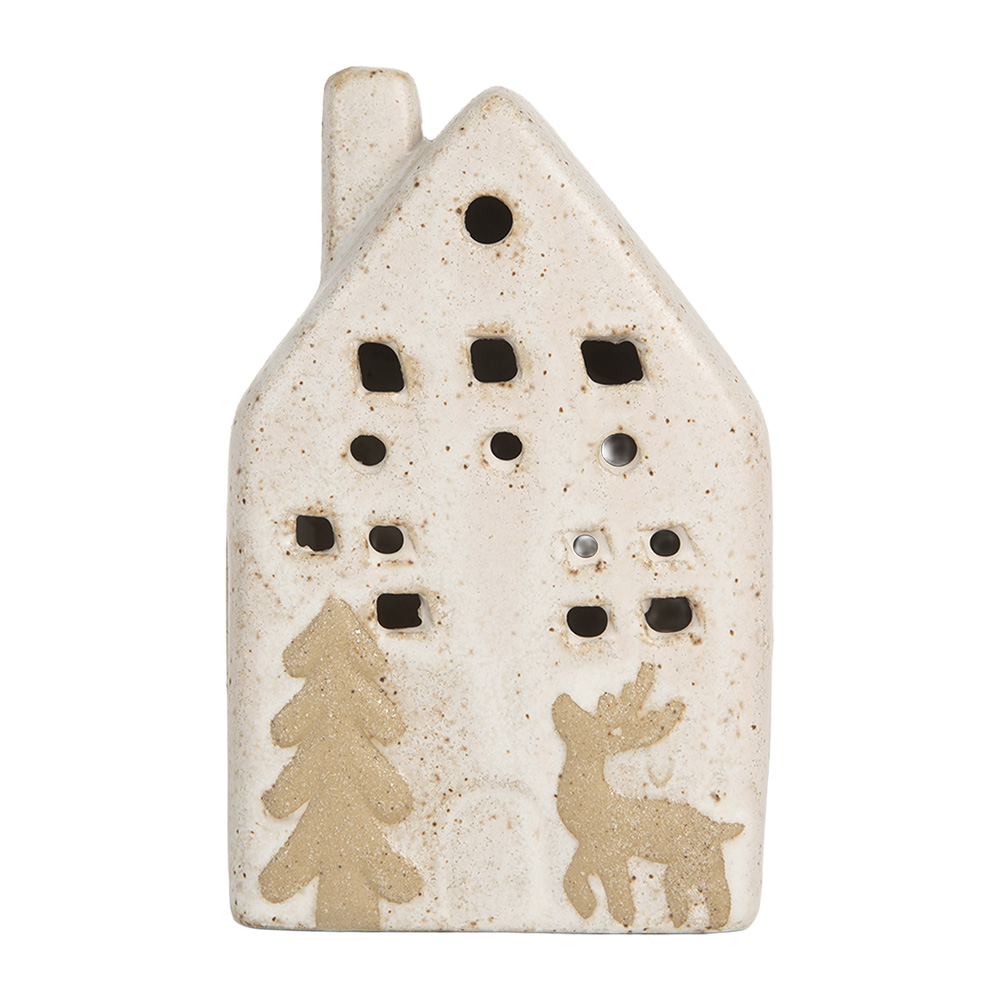Dekoration Haus mit LED Beige 6x5x10 cm