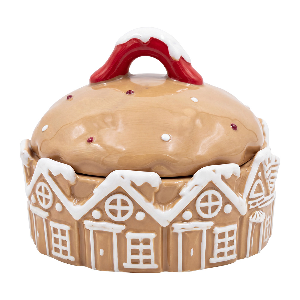 Barattolo con Coperchio Marrone Bianco Ø 16x13 cm