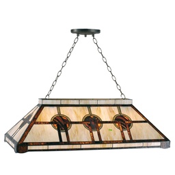 [5LL-5473] Lampada a Sospensione Tiffany Beige, Marrone 92x47x30/126 cm E27/max 3x60W