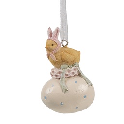 [6PR4407] Pendentif décoratif Poussin Jaune Blanc 4x3x7 cm