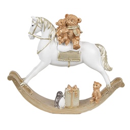 [6PR4921GG] Décoration cheval à bascule Blanc Or 18x4x15 cm