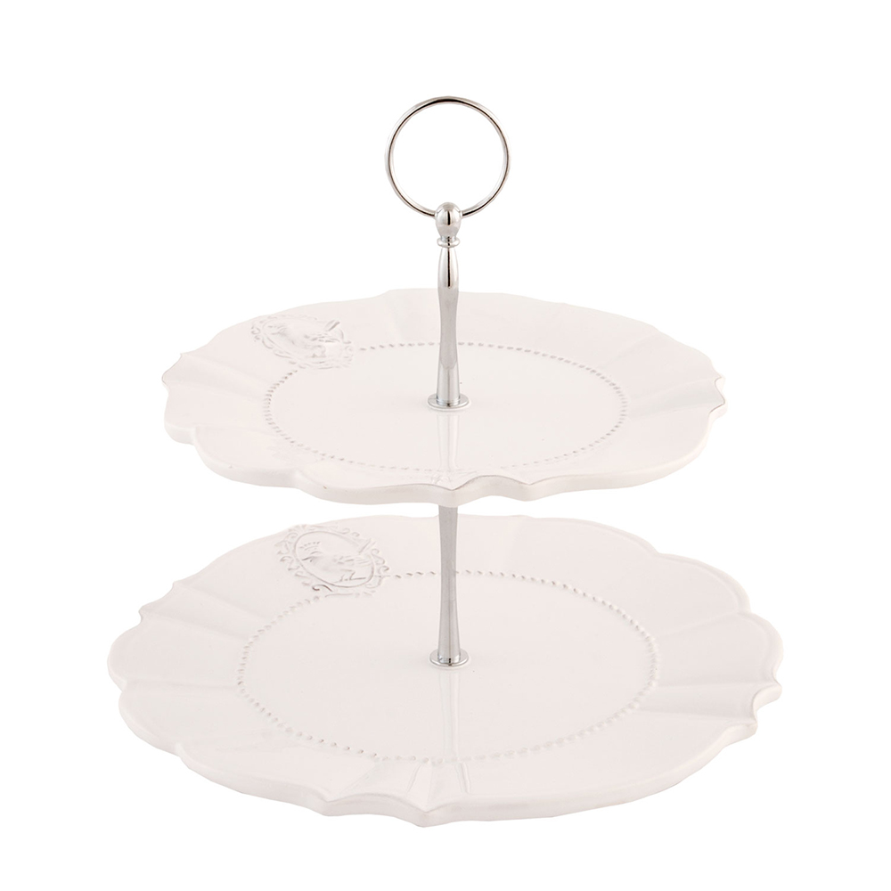 2-Tier Cake Stand Beige Ø 25x23 cm