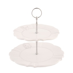 [6CE0276] Alzatina 2 Livelli Beige Ø 25x23 cm