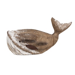 [6H2341] Décoration Baleine Marron blanc 39x15x21 cm