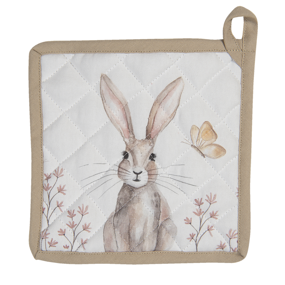 Pot Holder White, Brown 20x20 cm