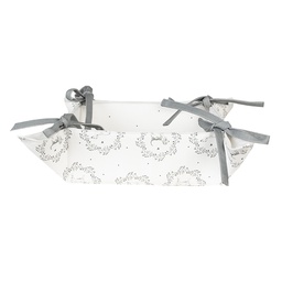 [LGD47] Corbeille à pain Blanc Gris 35x35x8 cm