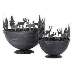 [6Y5787] Bol de décoration (set de 2) Gris Ø 19x17 / Ø 13x14 cm