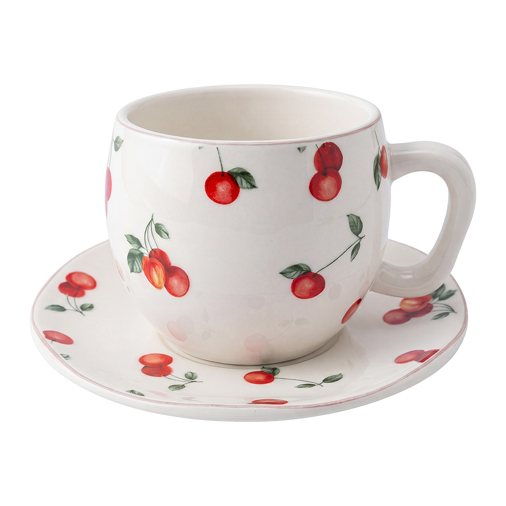 Tasse et soucoupe Blanc Rouge