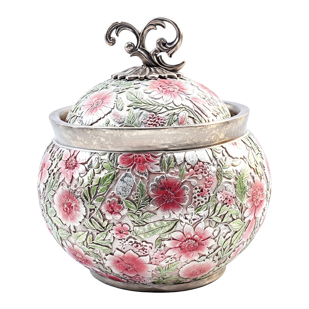 Pot de décoration avec couvercle Rose Vert Ø 23x25 cm